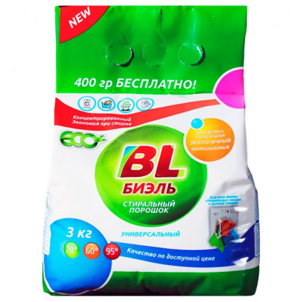 Стиральный порошок BL (Биэль) Универсальный Автомат (п/э пакет 3 кг) 1/6