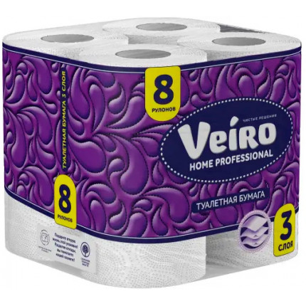 Туалетная бумага Veiro Prof Home 3-сл 1/8 кор/6 
