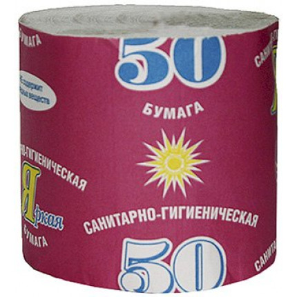 Туалетная бумага №50 Яркая без втулки 1/40