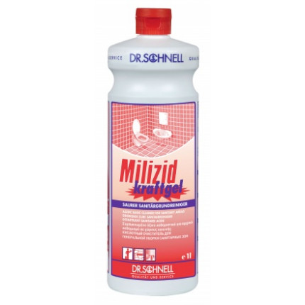 MILIZID SHINE трехфазное фазное кислотное средство для очистки санитарных зон с эффектом блеска 200 мл