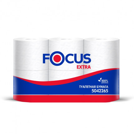 Туалетная бумага  в рулонах FOCUS Extra 2-сл 48м 400л упак/6 рул 1/6упак