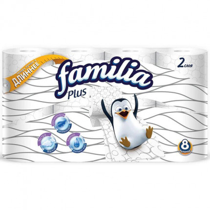 Туалетная бумага 100% целлюлоза 2-сл FAMILIA 16,2м 1/8 кор/6уп