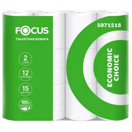 Туалетная бумага FOCUS ECO CHOICE 2 слоя 15м 1упак/12 рул