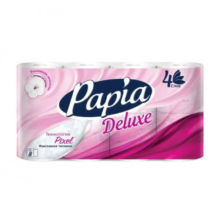 Бумага туалетная Papia Deluxe 4-сл белая 17.5м*9.5см*4,5см кор/7уп