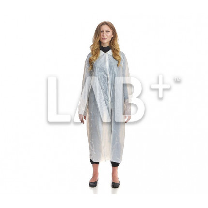 LAB+ Халат полиэтиленовый, белый, рукава на резинке 1/100 LAB024
