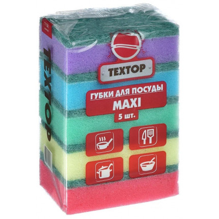 Губка для посуды "ТЕХТОР МАКСИ" 1уп/5шт