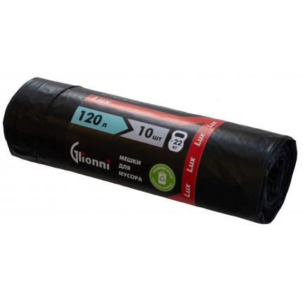 Мешок 120л черный Lux GLIONNI 1рул/10шт 1кор/25шт