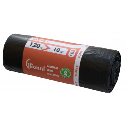 Мешок 120л чер  SUPER S GLIONNI 1рул/10шт1кор/25рул