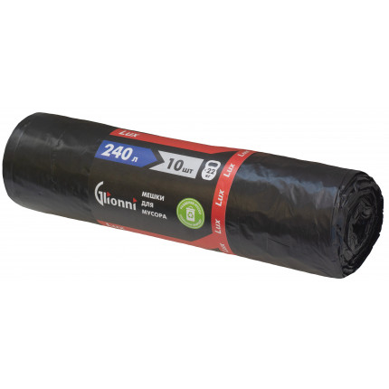 Мешок 240л черный Lux GLIONNI 1рул/10шт 1кор/25рул