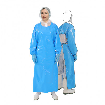 Haccper Фартук Uretex Blue с рукавами размер M 1285х870 мм 150 мкм синий 12 шт/кор