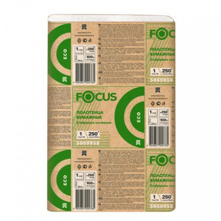Полотенца в пачке Focus Eco Z-сл 1-сл 250 л 24*21,5 см 1/12 УПАК