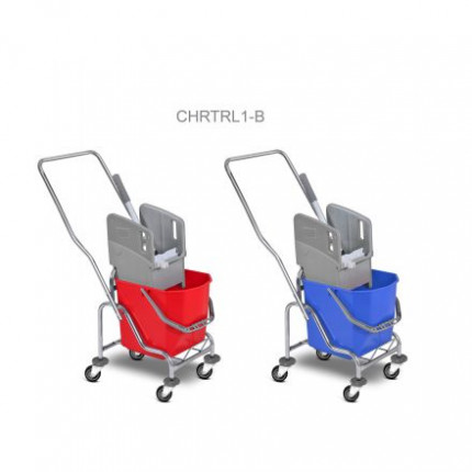 Уборочная тележка одноведерная 1*25л + отжим, рама метал. хром.CHRTRL1