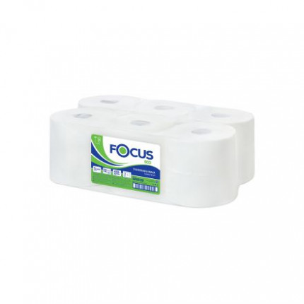 Туалетная бумага в рулонах FOCUS Eco Jumbo 1 слойная 450м без перфорации 1/12  