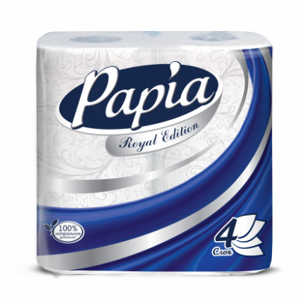Туалетная бумага PAPIA Royal 4-сл 160л 1/4 кор/12упак