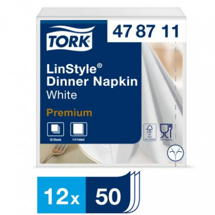Салфетки Tork LinStyle Premium 39х39 см 1 сл 50 листов белые
