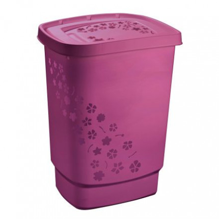 Корзина для белья Rotho 55 л Flowers розовый