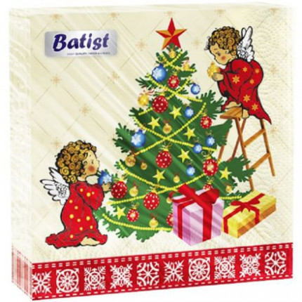Салфетки Batist 2-сл 33х33см 30шт с рисунком «Новогодние ангелочки»
