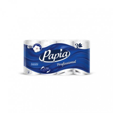 Туалетная бумага в рулонах PAPIA Professional 3-сл, 16,8м, 140л, 8рул, 1/7